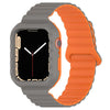 Sports Magnetic Silicone Integrated Watch Band For Apple Watch - Gray + Orange