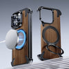 Walnut Magnetic Bezel-less Solid Wood Phone Case - Black